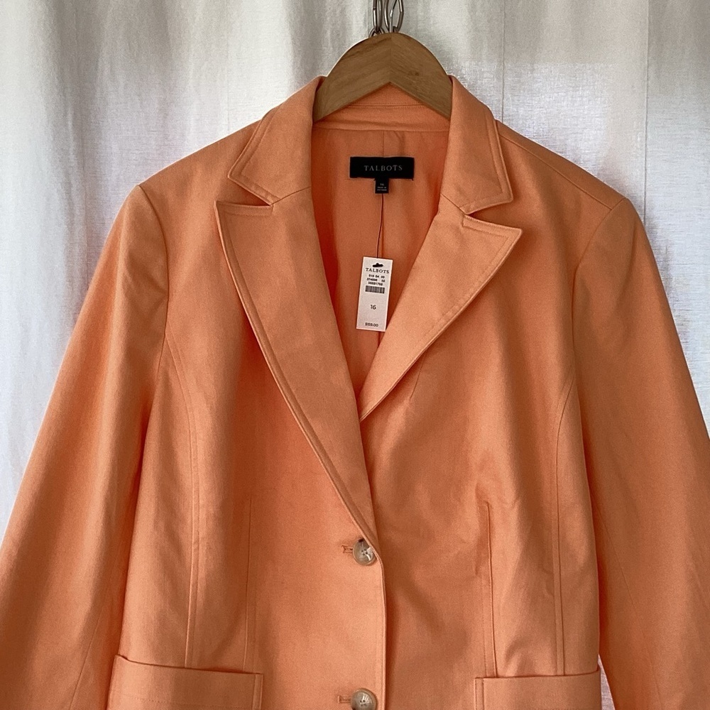 Talbots 2 Button NotchCollar PatchPocket Tangerin… - image 7